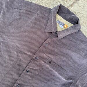 Quiksilver Mens Button Up Shirt Gray Casual Short Sleeve Medium